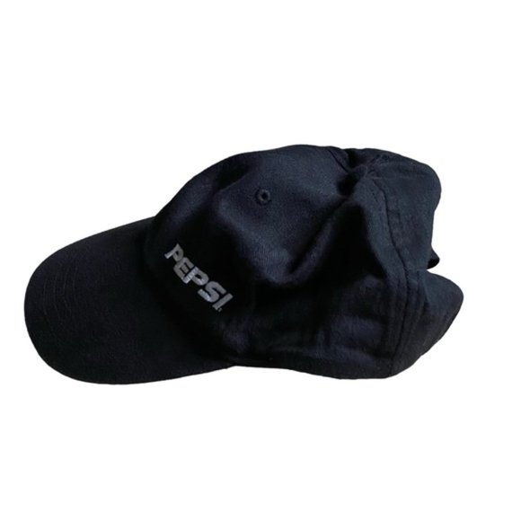 KP Unisex Black Pepsi Print Baseball Adjustable Strap Back Hat - Picture 2 of 4